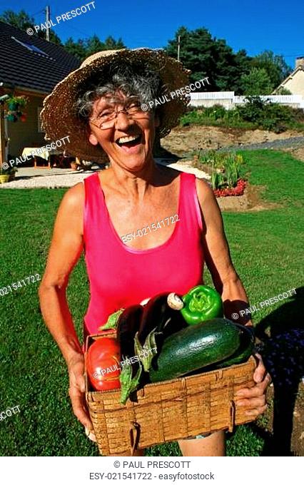 woman veggie basket