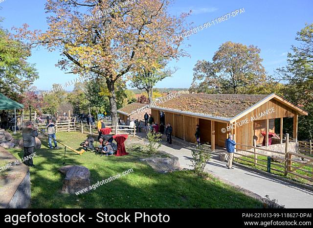 12 October 2022, Saxony-Anhalt, Halle (Saale): The redesigned ""Reils-Alm"" facility at the Halle Mountain Zoo. The complex of several animal enclosures and a...