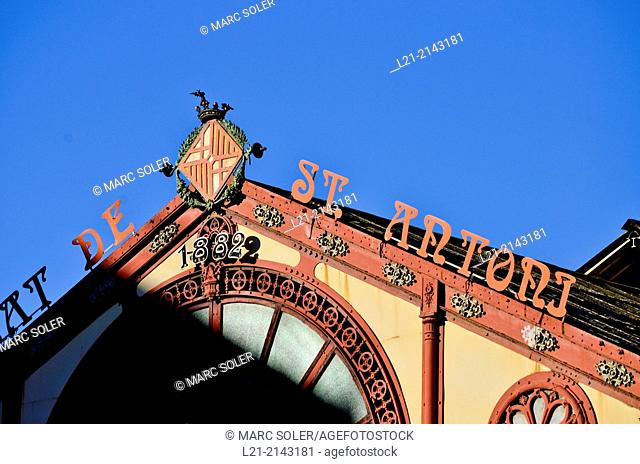 Mercat de Sant Antoni 1879-1882. Designed by Antoni Rovira Trias architect. Barcelona, Catalonia, Spain