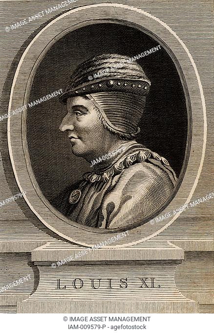 Louis XI 1423-83 a member of the Valois dynasty, king of France from 1461  Copperplate engraving, 1793