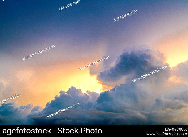 View of the beautiful clouds on the sky in Cusco Peru at sunset