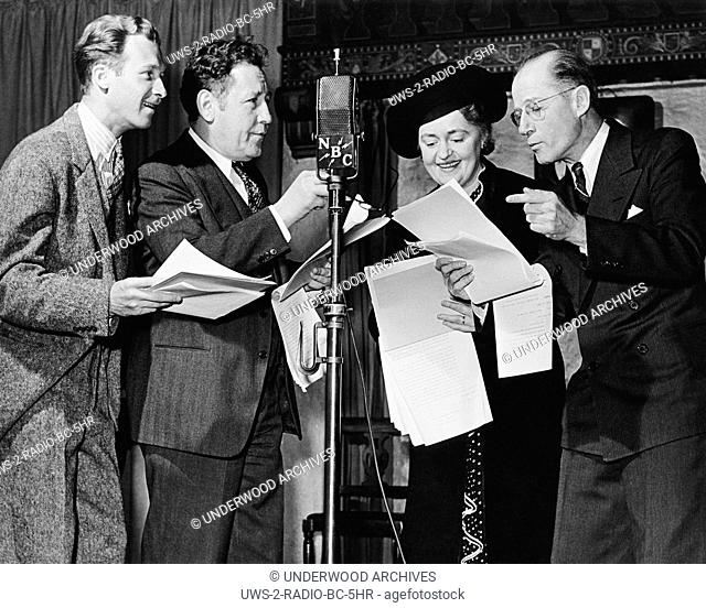 San Francisco, California: c. 1938.Radio performers doing a live radio show on NBC