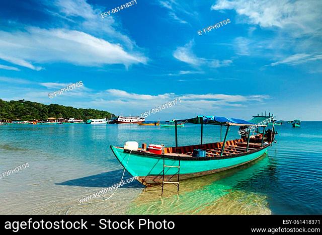 Boats in Sihanoukville beach, Cambodia