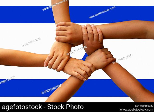 Flag of Israel, intergration of a multicultural group of young people