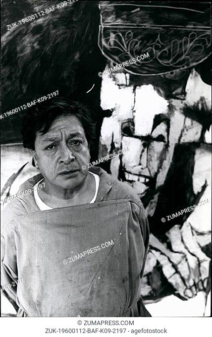 1967 - Oswaldo Guayasamin - Ecuadorian Painter, Quito. A characteristic gesture of Guayasamin hinting the Indian sadness which does not surrender and fights