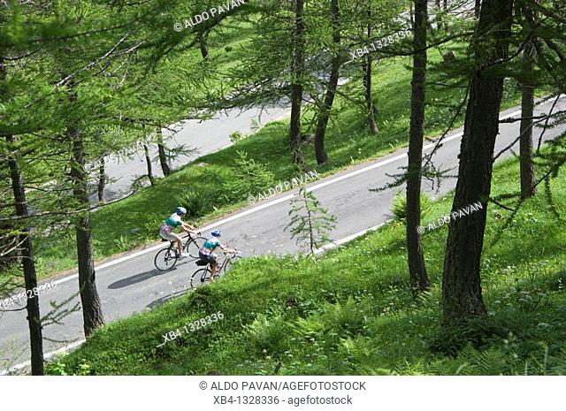 Colle della Lombarda mountain pass by bike, Piedmont, Italy