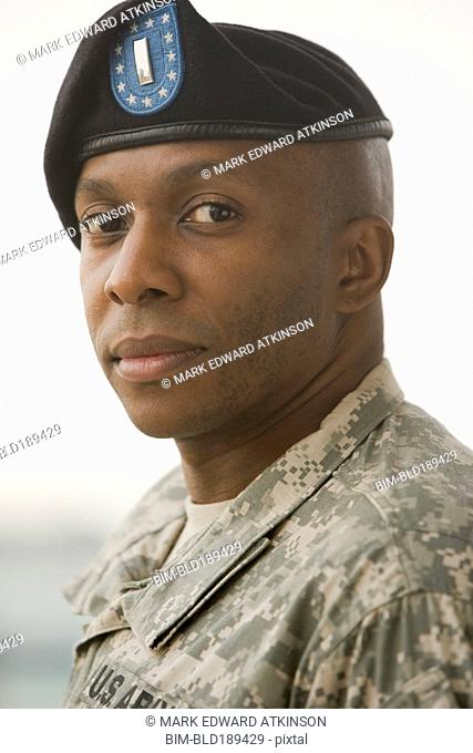 Close up of African soldier