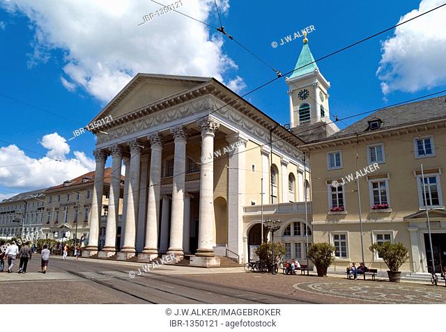 Protestant city church of Karlsruhe, cathedral, built after plans by Friedrich Weinbrenner and Grand Duke Karl Friedrich of Baden, Karlsruhe, Baden-Wuerttemberg