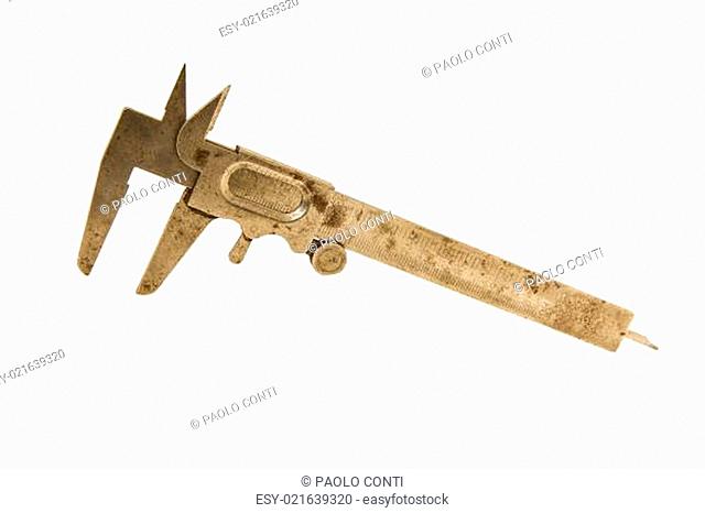 Old rusty caliper, isolated on a white background