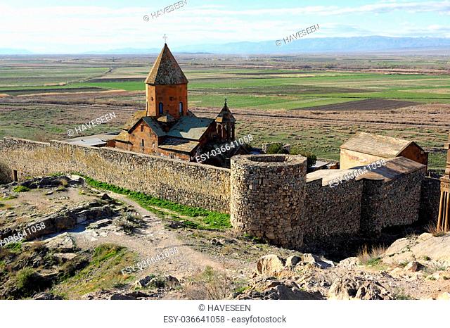 Ancient monastery Khor Virap in the mountains of Armenia. Was founded in years 642-1662
