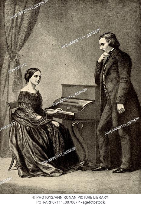 Robert Schumann (1810-1856) German Romantic composer with his wife Clara (born Wieck). From a photograph. Halftone
