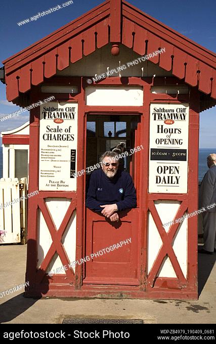 Brake Man and Top Kiosk Cliff Lift Saltburn Redcar and Cleveland Tees Valley England