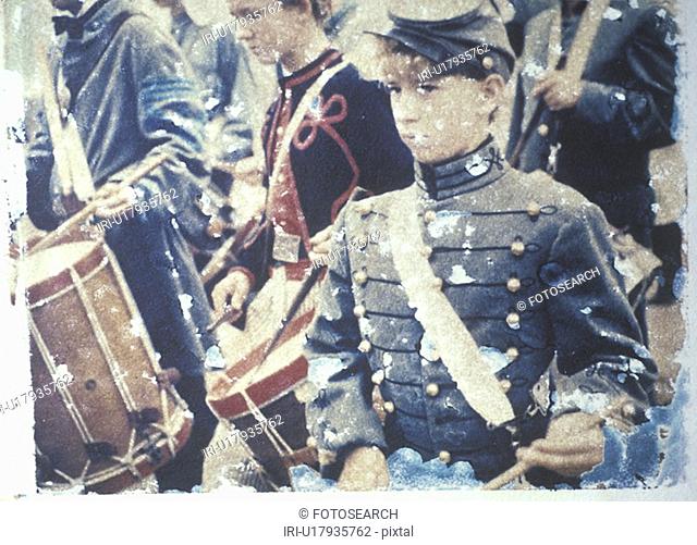 Drummer boys during Civil War reenactment of Battle of Bull Run
