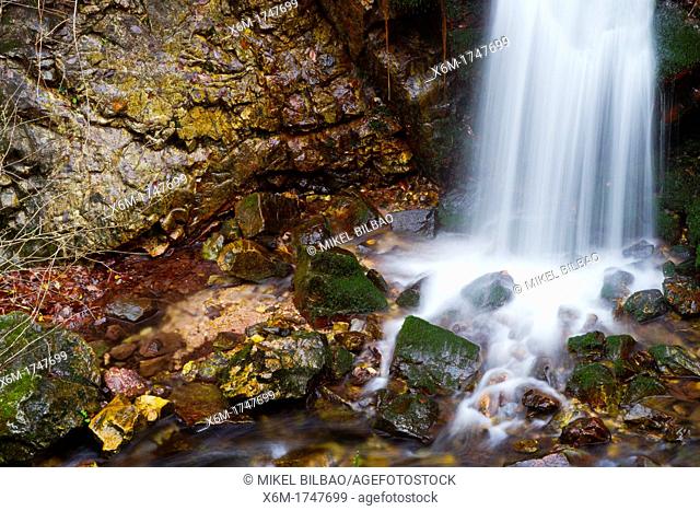 Waterfall  Sobrescobio  Alba river route  Redes National Park, Asturias, Spain