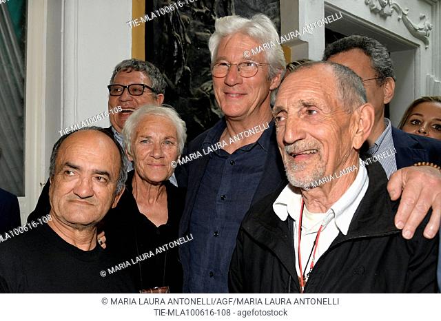 Richard Gere with some homeless during the press conference for the film Time out of mind and project #Homelesszero, Saint Egidio Community, Rome