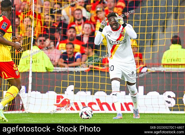 goalkeeper Brice Samba (30) of RC Lens pictured during a soccer game between t Racing Club de Lens and AC Ajaccio, on the 37th matchday of the 2022-2023 Ligue 1...