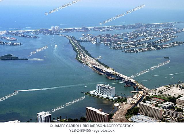 Aerial Tom Stuart Welch Causeway from Bay Pines to Made near Tampa Florida
