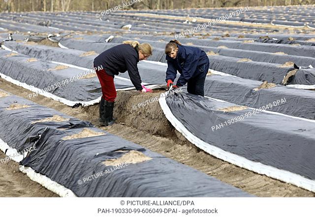 29 March 2019, Mecklenburg-Western Pomerania, Gülzow-Prüzen: Yvonne von Laer (l), owner, and Agata Bajor, employee, are looking for the right thing on an...
