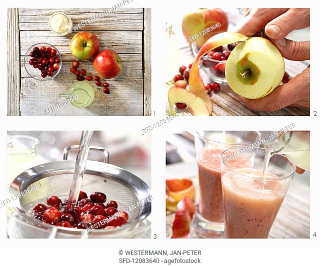 How to prepare cranberry & apple smoothie with vanilla yoghurt