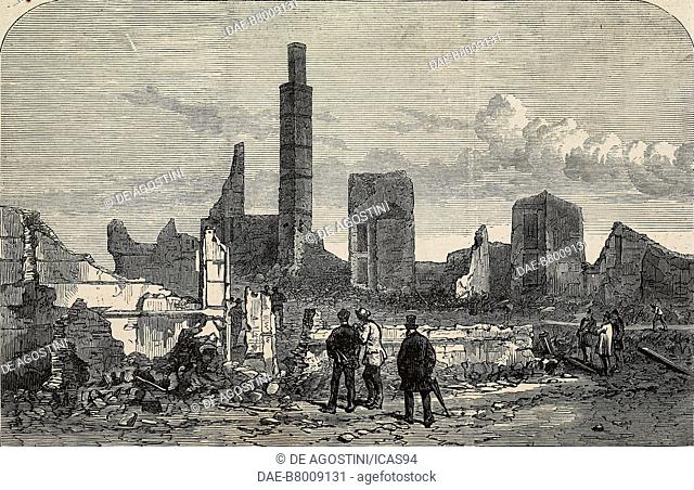 The ruins of the Tremont House after the Great Chicago Fire, United States of America, engraving from The Illustrated London News, No 1679, November 18, 1871