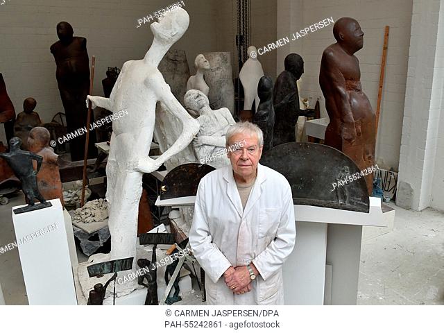 Sculptor Waldemar Otto pictured in his studio in Worpswede, Germany, 14 January 2015. Otto is the artist who created a 6 metre times 3