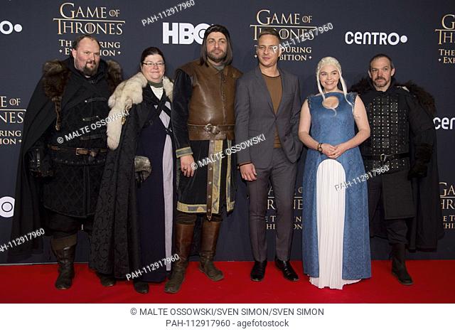 Tom Wlaschiha - Game Of Thrones Actor, Actor, (Jaquen H`ghar), 4th from left, together with cosplayers, costume actors, opening of the exhibition ""Game of...