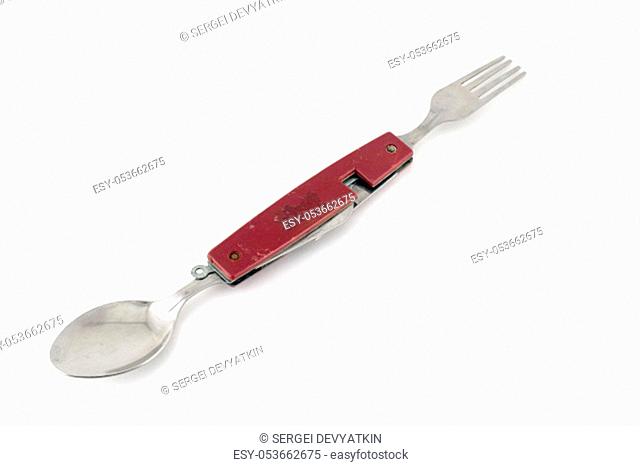 Old universal device with knife, spoon and fork