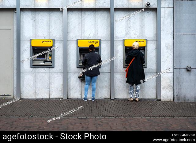 Utrecht, The Netherlands, July 10, 2023 - Automated cash terminals in old town