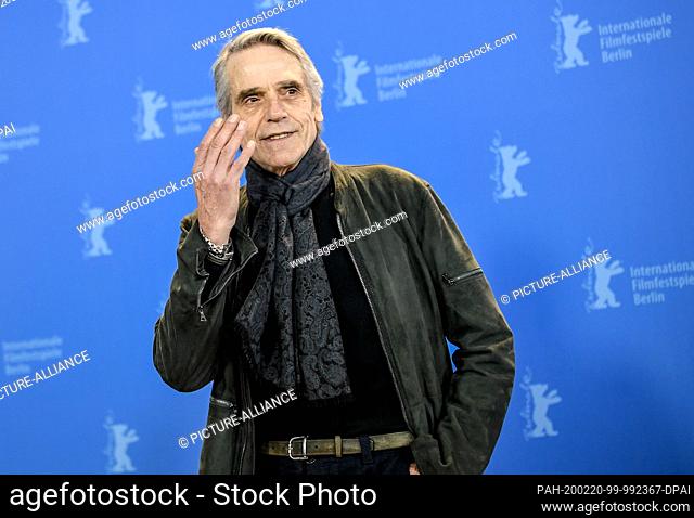 20 February 2020, Berlin: 70th Berlinale, Photocall, Competition, ""Jury"": Jeremy Irons, actor. The International Film Festival takes place from 20