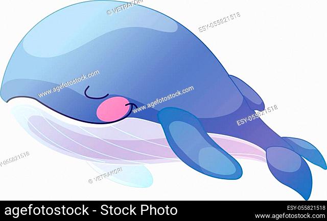 vector cartoon animal clipart sleeping blue whale