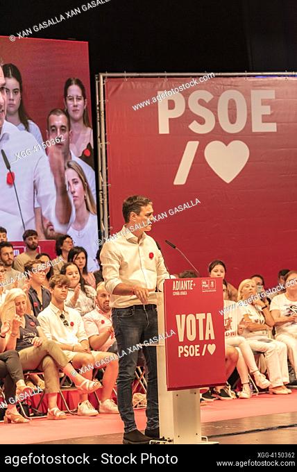 lugo, spain, jul 20th 2023. Pedro Sanchez, current president of the Spanish government and candidate for the next general elections, during his rally in Lugo