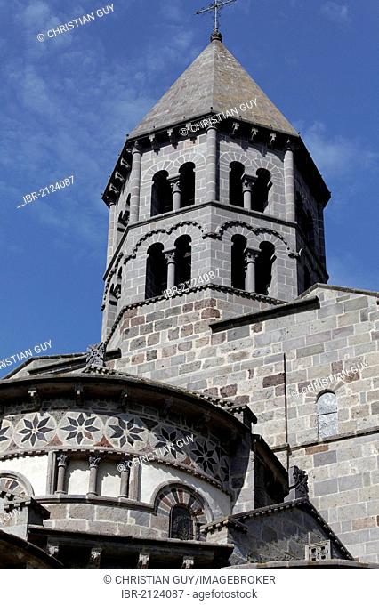 Saint Nectaire, 12th century Romanesque church, Parc Naturel Regional des Volcans d'Auvergne, Auvergne Volcanoes Regional Nature Park, Puy de Dome, France