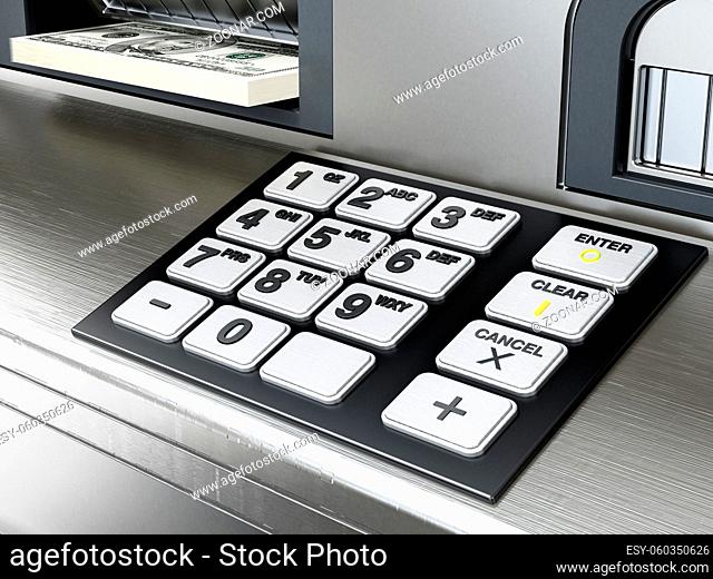 Keypad of an ATM or Automated Teller Machine. 3D illustration