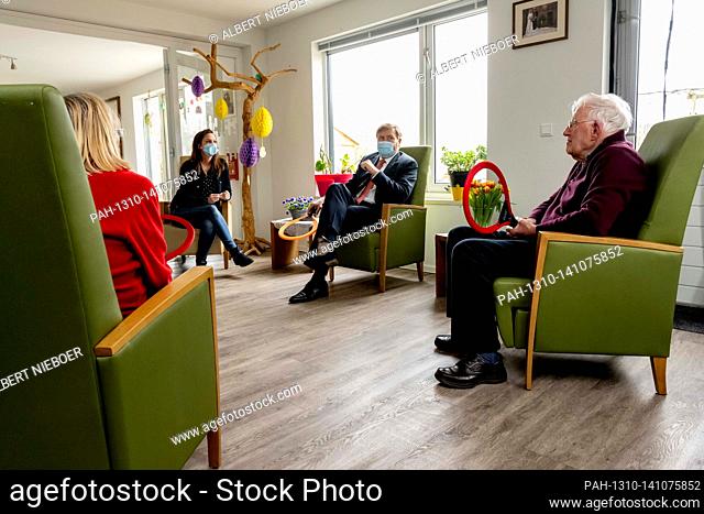 King Willem-Alexander of The Netherlands at Het Groene Huis in Lelystad, on March 25, 2021, for a workvisit to Woonzorg (residential care) Flevoland
