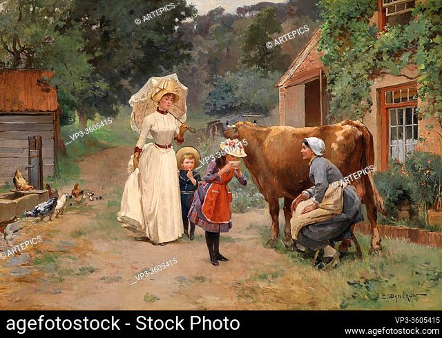 Dameron Emile Charles - Visit to the Farm - French School - 19th Century