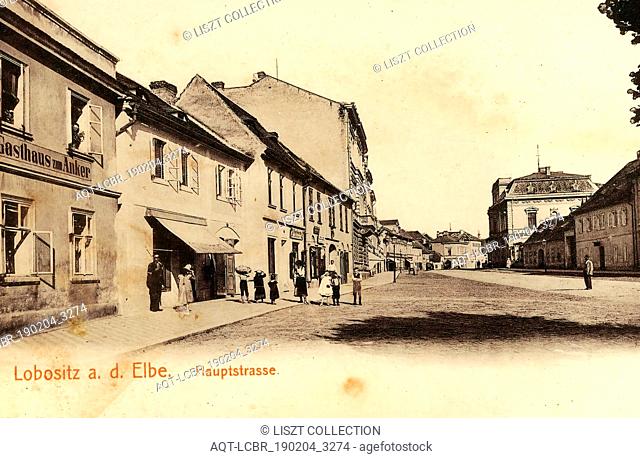 Restaurants in Litomerice District, Lovosice, 1903, Ústí nad Labem Region, Lobositz, Hauptstraße, Czech Republic