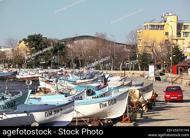 Pomorie, Bulgaria - December 31, 2019: Pomorie Is A Town And Seaside Resort In Southeastern Bulgaria, Located On A Narrow Rocky Peninsula In Burgas Bay On The...