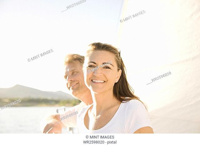 Man and woman on a sail boat