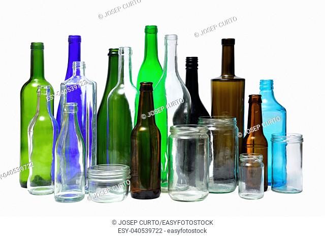 recyling glass on white background