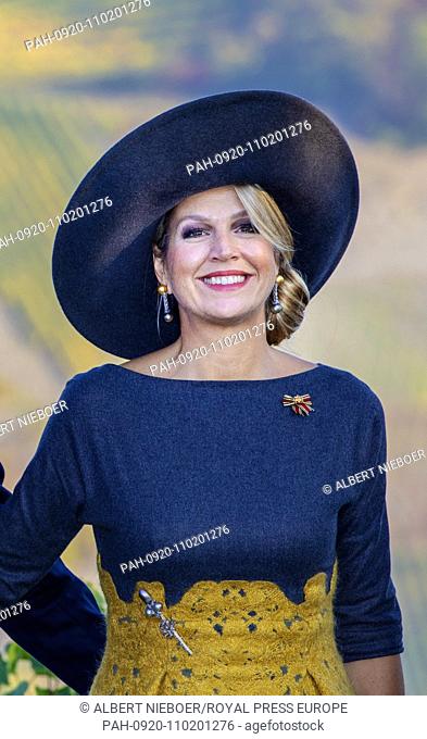 Queen Maxima of The Netherlands at Bernkastel-Kues, on October 10, 2018, to visit the wine region Rijnland-Palts on the 1st of a 2 days visit to Rijnland-Palts