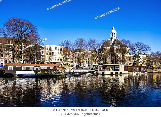 House boats in Amsterdam-East, the Netherlands, Europe