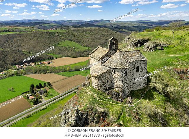 France, Cantal, Massiac, Sainte Madeleine chapel of Chalet, the thirteenth and fourteenth centuries (aerial view)