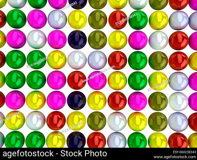 Many colour shiny balls. 3d render view