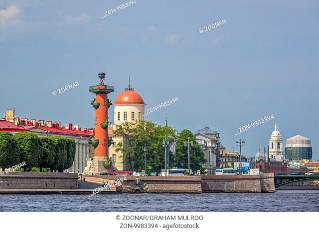 Rostral Column On Vasilievsky Island Saint Petersburg Russia