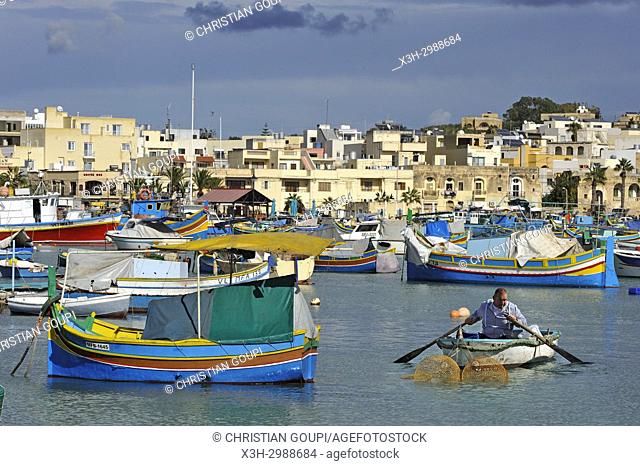 harbour of Marsaxlokk, Malta, Mediterranean Sea, Southern Europe