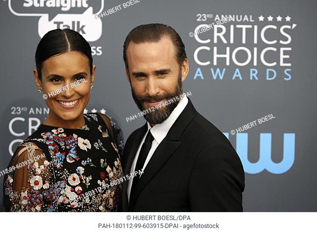 Joseph Fiennes and Maria Dolores Dieguez attend the 23rd Annual Critics' Choice Awards at Barker Hangar in Santa Monica, Los Angeles, USA, on 11 January 2018