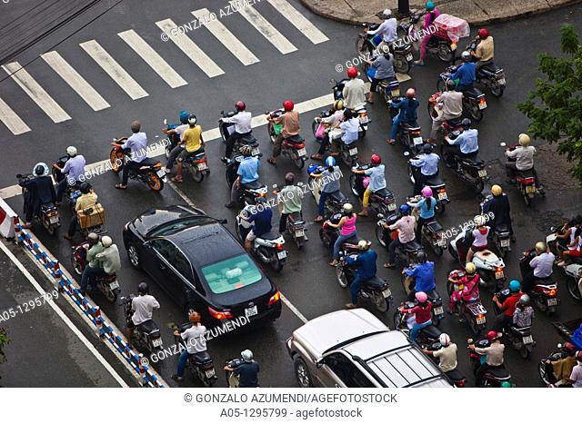 People in motorbike. Ho Chi Minh City (formerly Saigon). South Vietnam