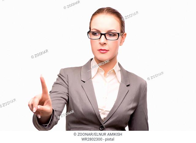 Strict serious businesswoman isolated on white