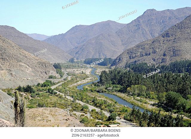 Elqui River, Fluss, Vicuna, Valle d Elqui, Elqui Valley, Elqui Tal, Norte Chico, northern Chile, Nordchile, Chile, South America, Suedamerika