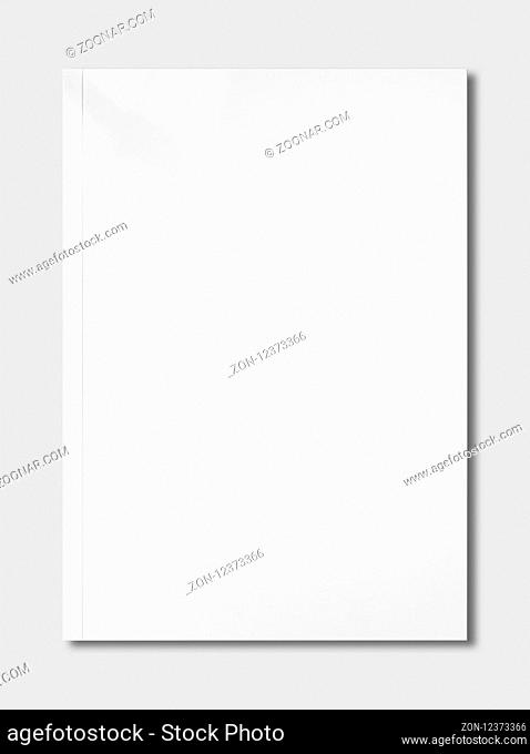 White booklet cover isolated on grey background, mockup template